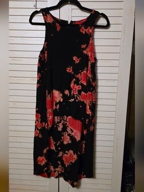 AKIRA Black High-Low Top with Reverse Tie-Dye Accents